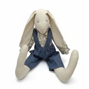 Vintage Cloth Bunny Country Spring Easter Blue And White Outfit